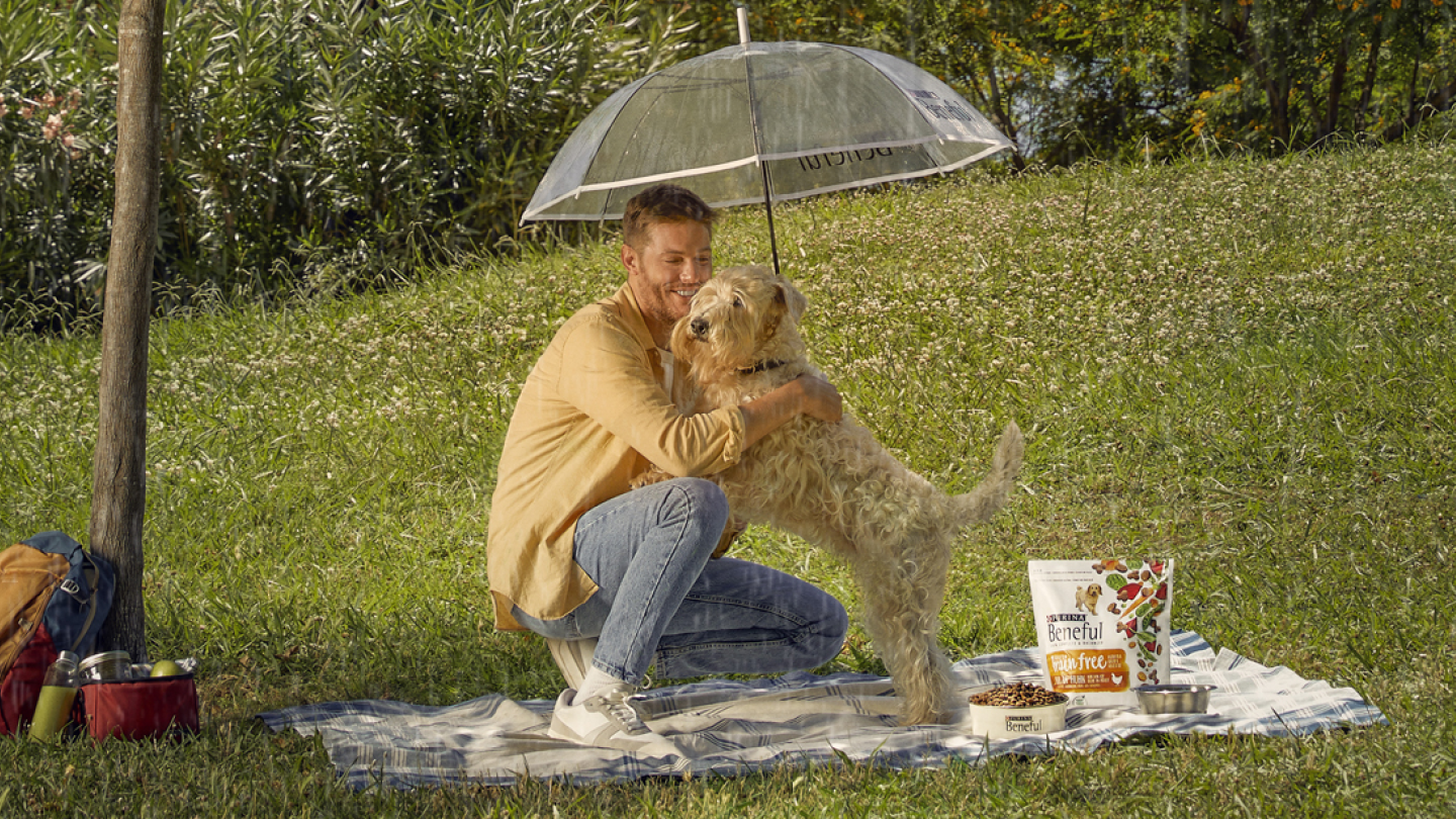 Hund frisst aus Futternapf beim BENEFUL Hundefutter Test für Tasty Grainfree