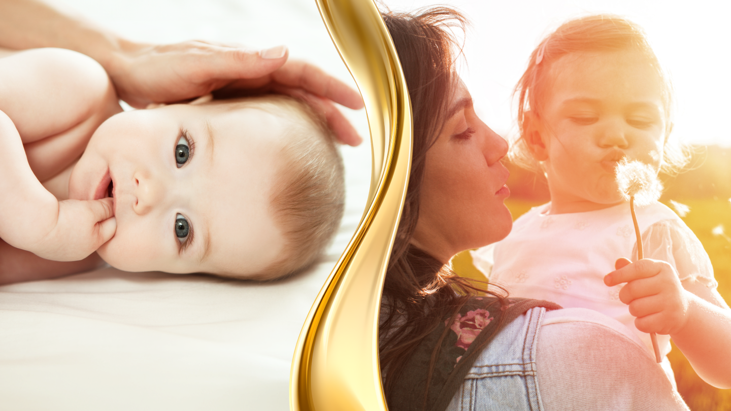 Baby und Mama mit Kleinkind