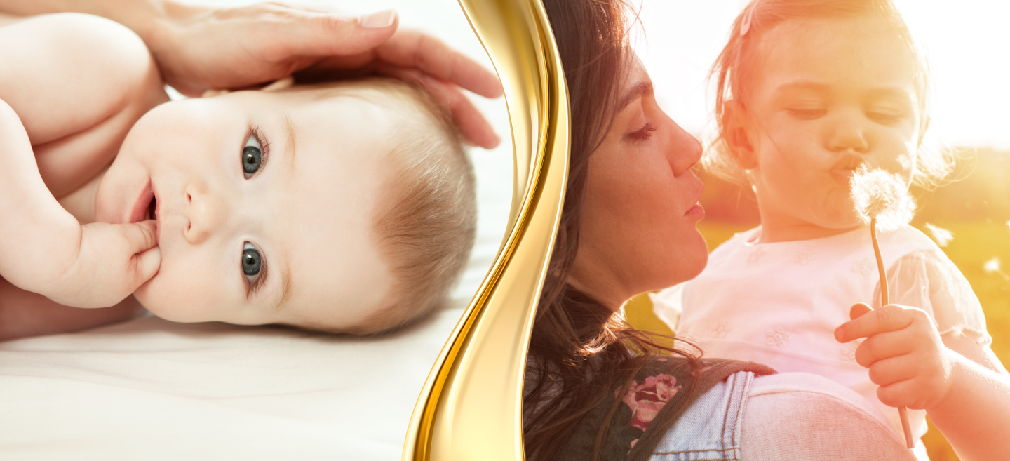 Baby und Mama mit Kleinkind